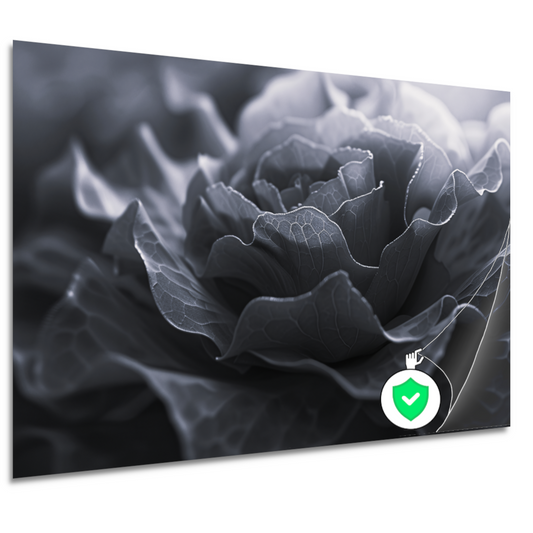 Monochrome close-up van een bloem in detail poster