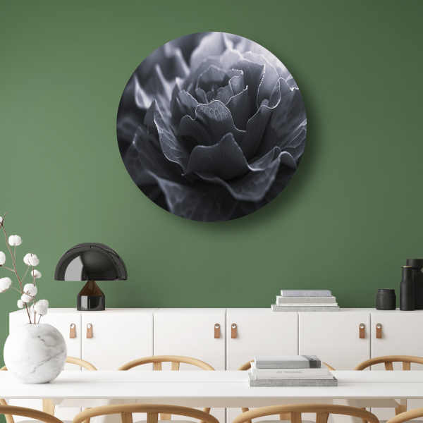 Monochrome close-up van een bloem in detail forex muurcirkel