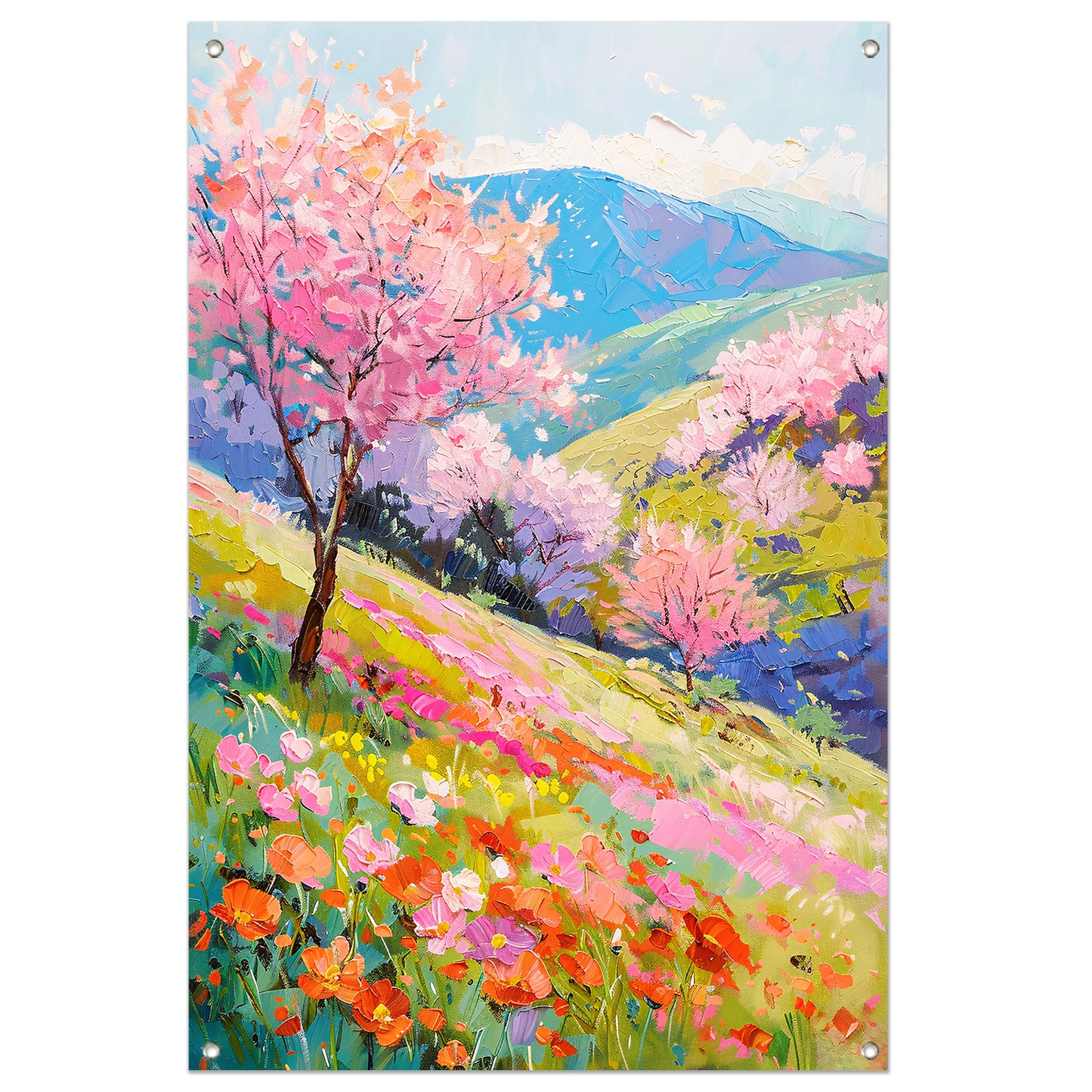 Prachtig impressionistisch bloemenveld in de lente tuinposter