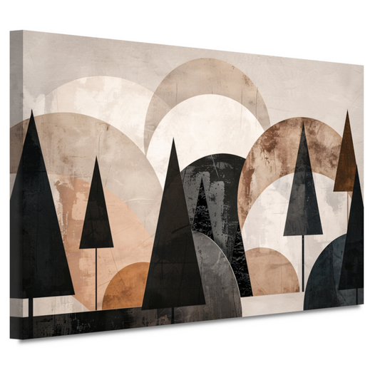 Geometrische bomen in sepia en grijstinten canvas