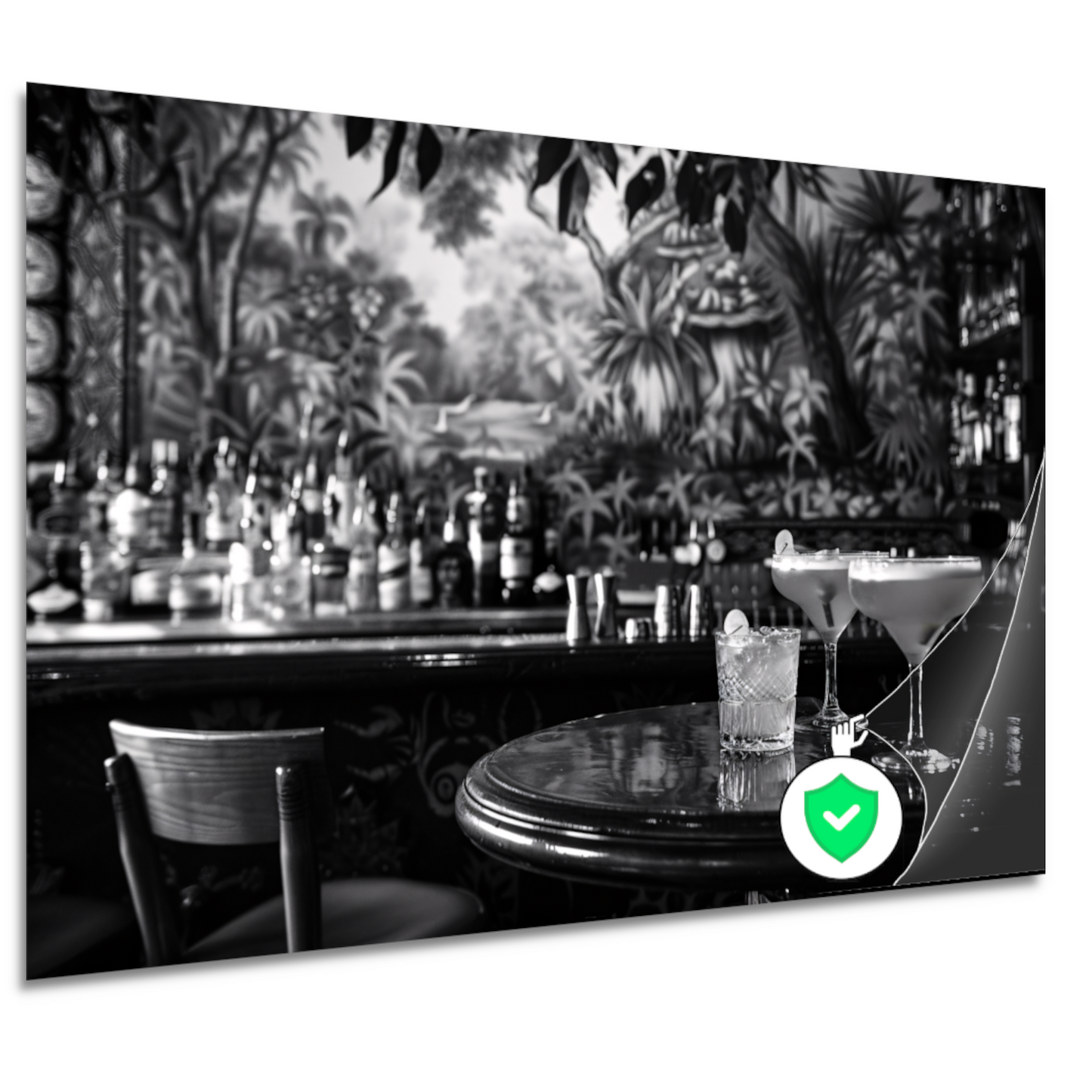 Elegante Zwart-Wit Cocktailbar Momentopname poster