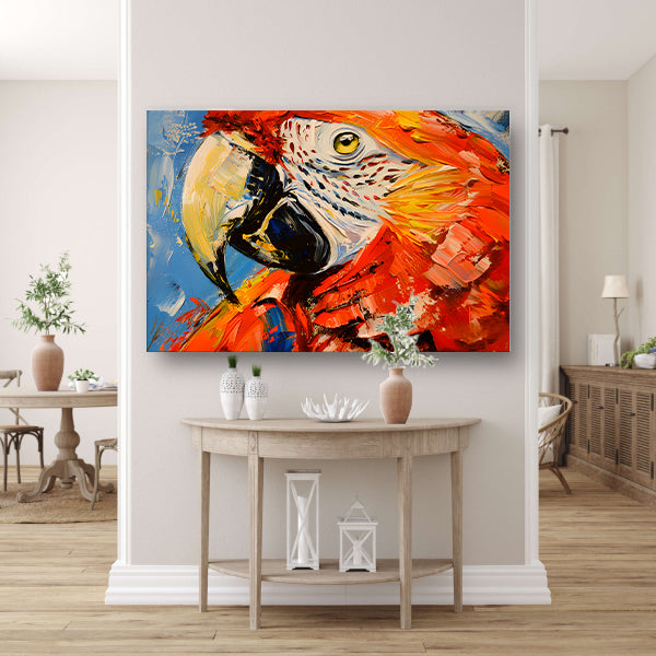 Kleurrijk abstract schilderij van een papegaai canvas