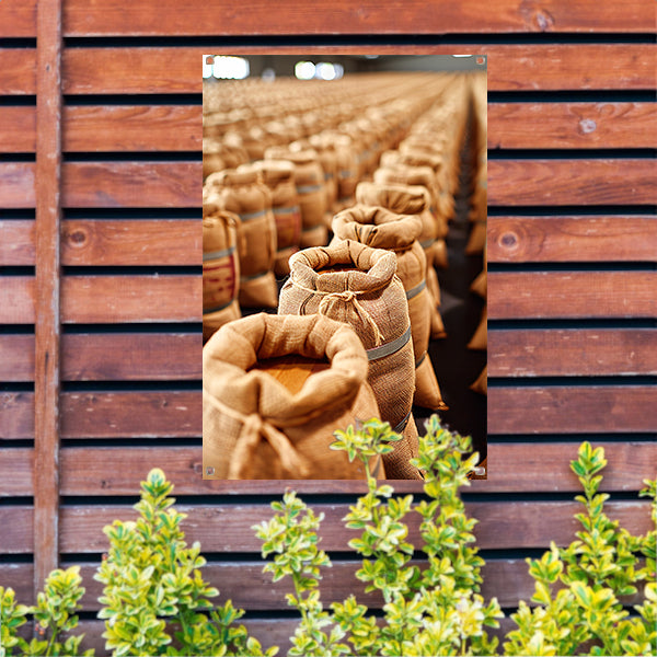 Gestapelde Beige Zakken tuinposter
