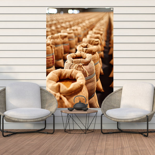 Gestapelde Beige Zakken tuinposter