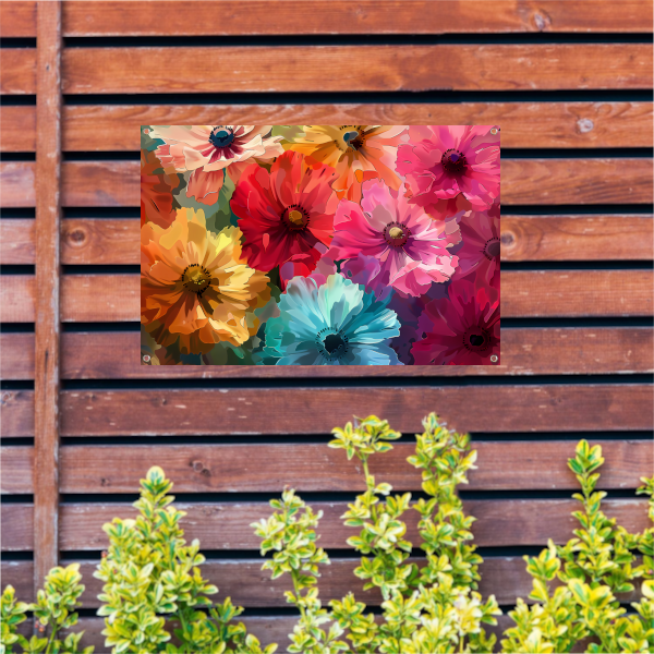 Levendige Digitale Kunst van Kleurrijke Abstracte Bloemen tuinposter
