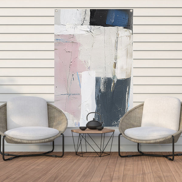 Abstract minimalistisch schilderij van een piano tuinposter