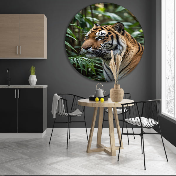 Majestueuze tijger in weelderige jungle forex muurcirkel