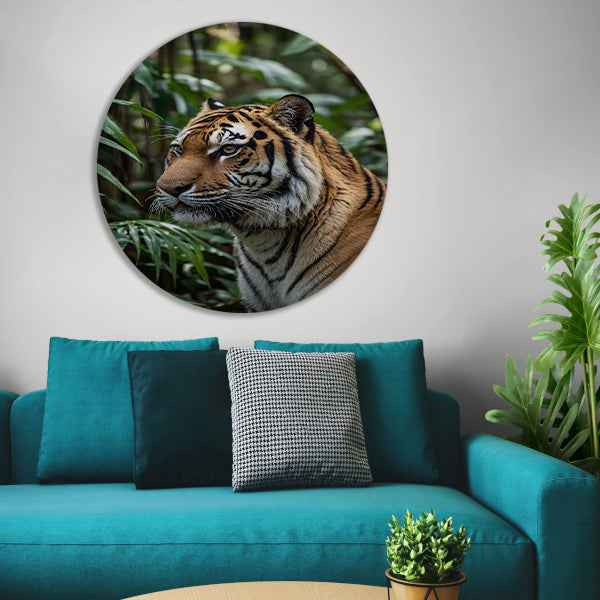 Majestueuze tijger in weelderige jungle forex muurcirkel