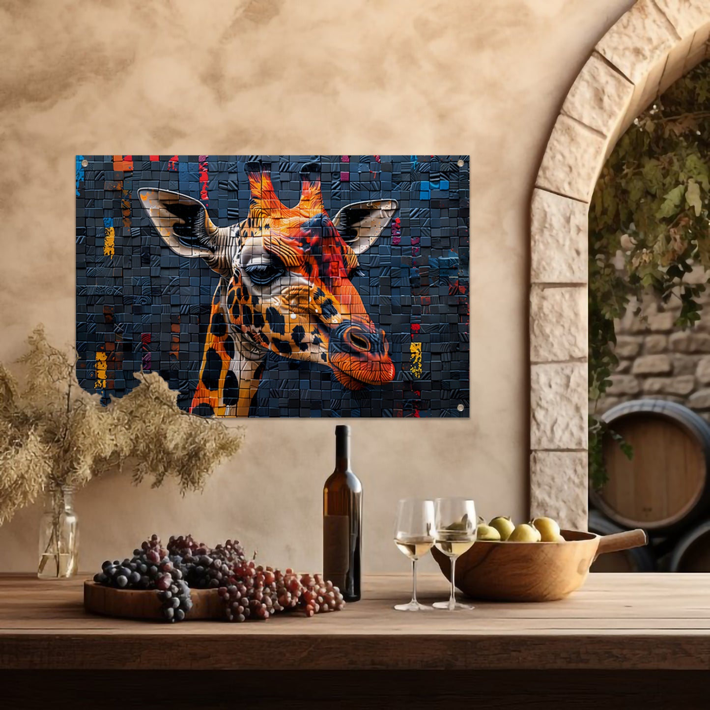 Giraffe Straatkunst Muurschildering tuinposter