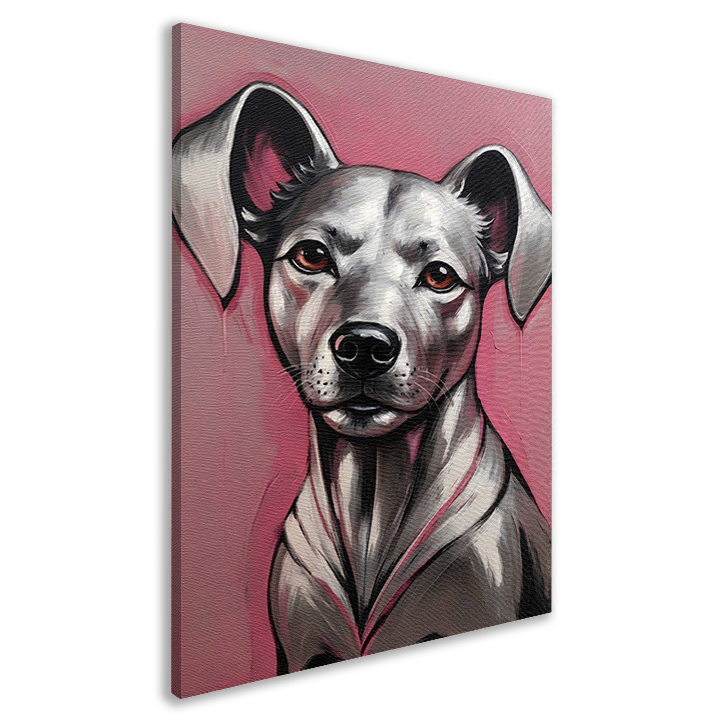 Abstract Portret van een Hond in Roze en Zilver canvas