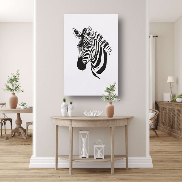 Abstracte Zebra in Zwart-Wit Lijnen canvas