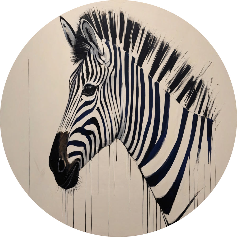 Abstract Zebra Portret in Monochrome Tinten forex muurcirkel