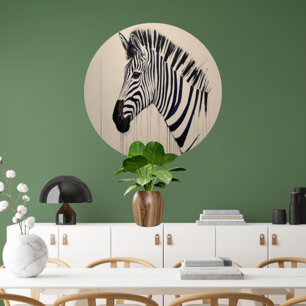 Abstract Zebra Portret in Monochrome Tinten forex muurcirkel