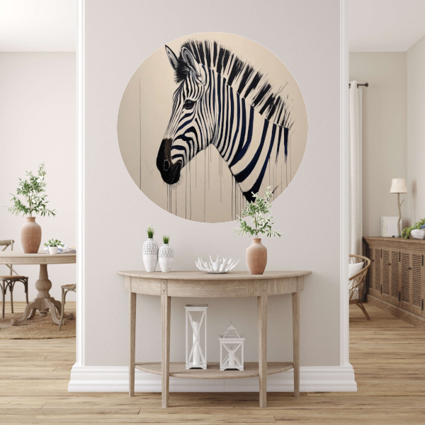 Abstract Zebra Portret in Monochrome Tinten forex muurcirkel
