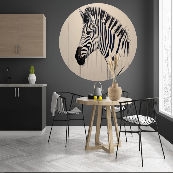 Abstract Zebra Portret in Monochrome Tinten forex muurcirkel