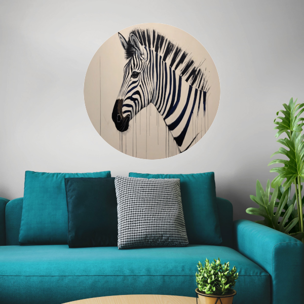 Abstract Zebra Portret in Monochrome Tinten forex muurcirkel