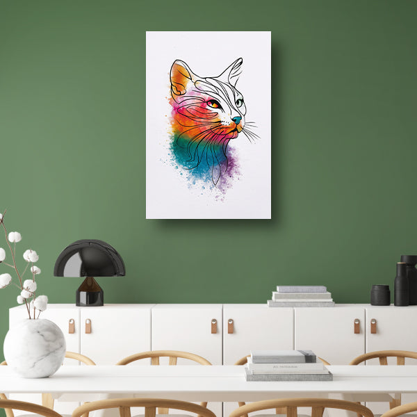 Abstracte aquarel kat met kleurexplosie canvas