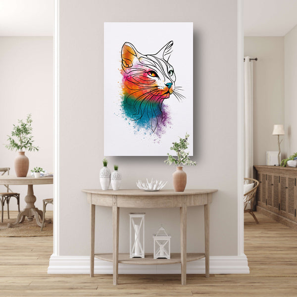 Abstracte aquarel kat met kleurexplosie canvas