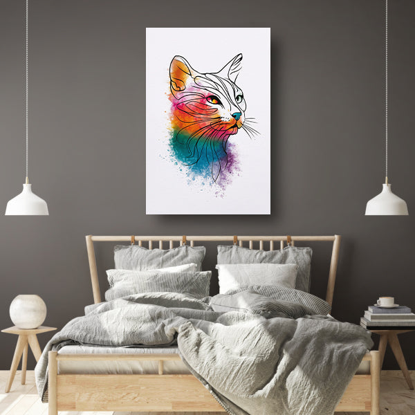Abstracte aquarel kat met kleurexplosie canvas