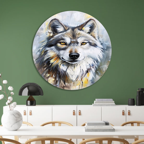 Realistisch schilderij van een wolf forex muurcirkel