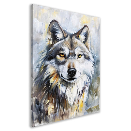 Realistisch schilderij van een wolf canvas