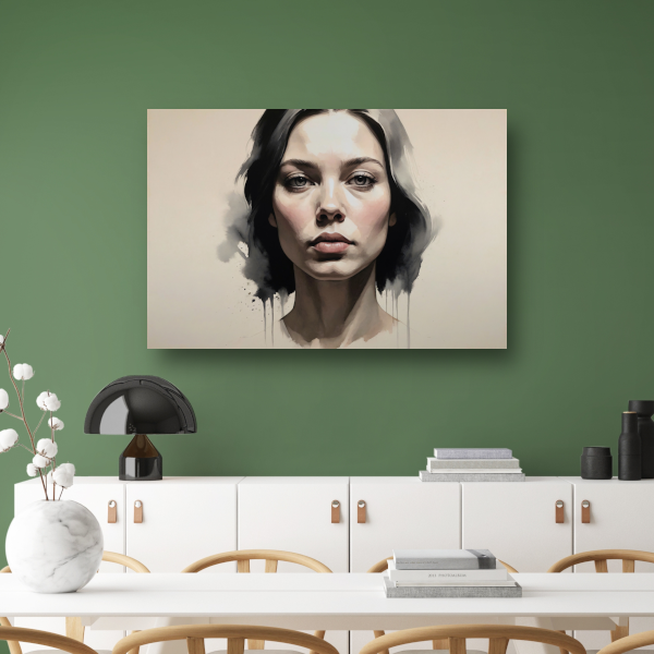 Moderne Vrouw met Inkt en Blik canvas met baklijst