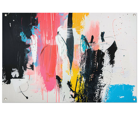 Modern abstract schilderij met dynamische kleuren tuinposter