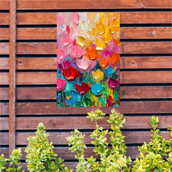 Abstract kleurrijk schilderij van bloemen tuinposter