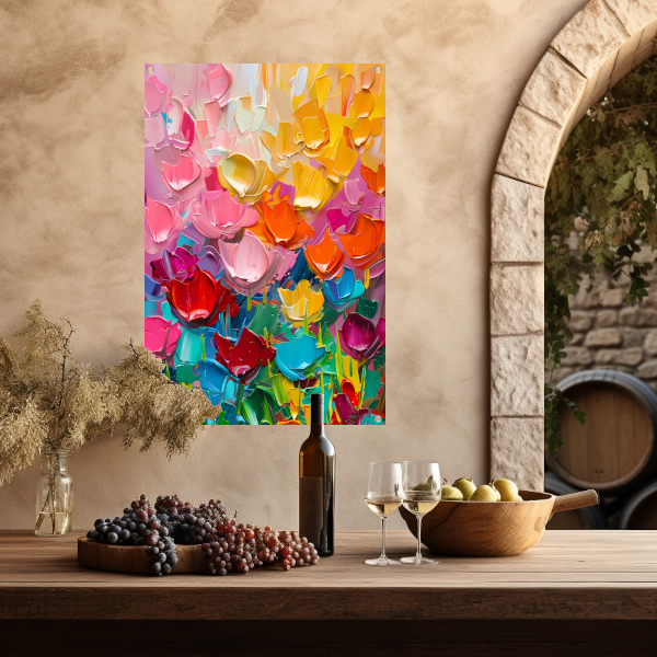 Abstract kleurrijk schilderij van bloemen tuinposter