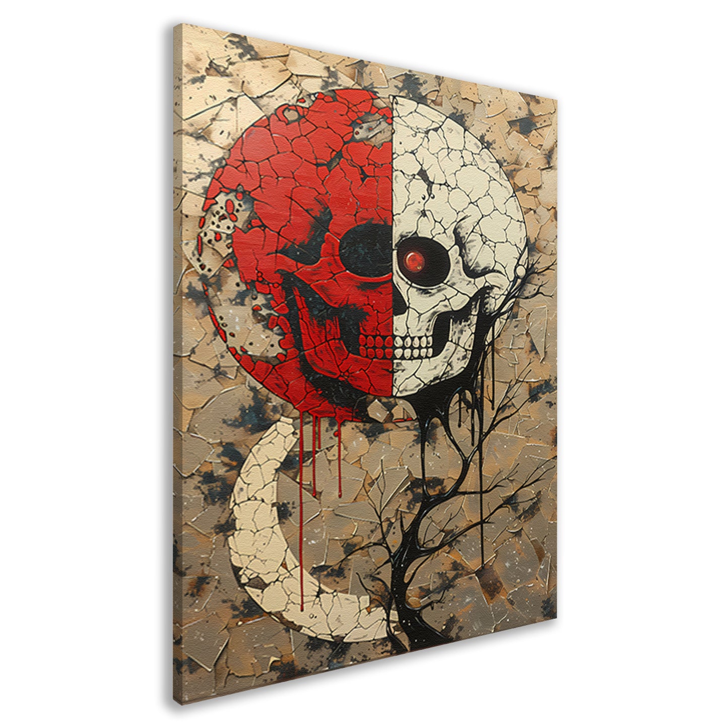 SurRealistisch Schedelboom in Contrast canvas