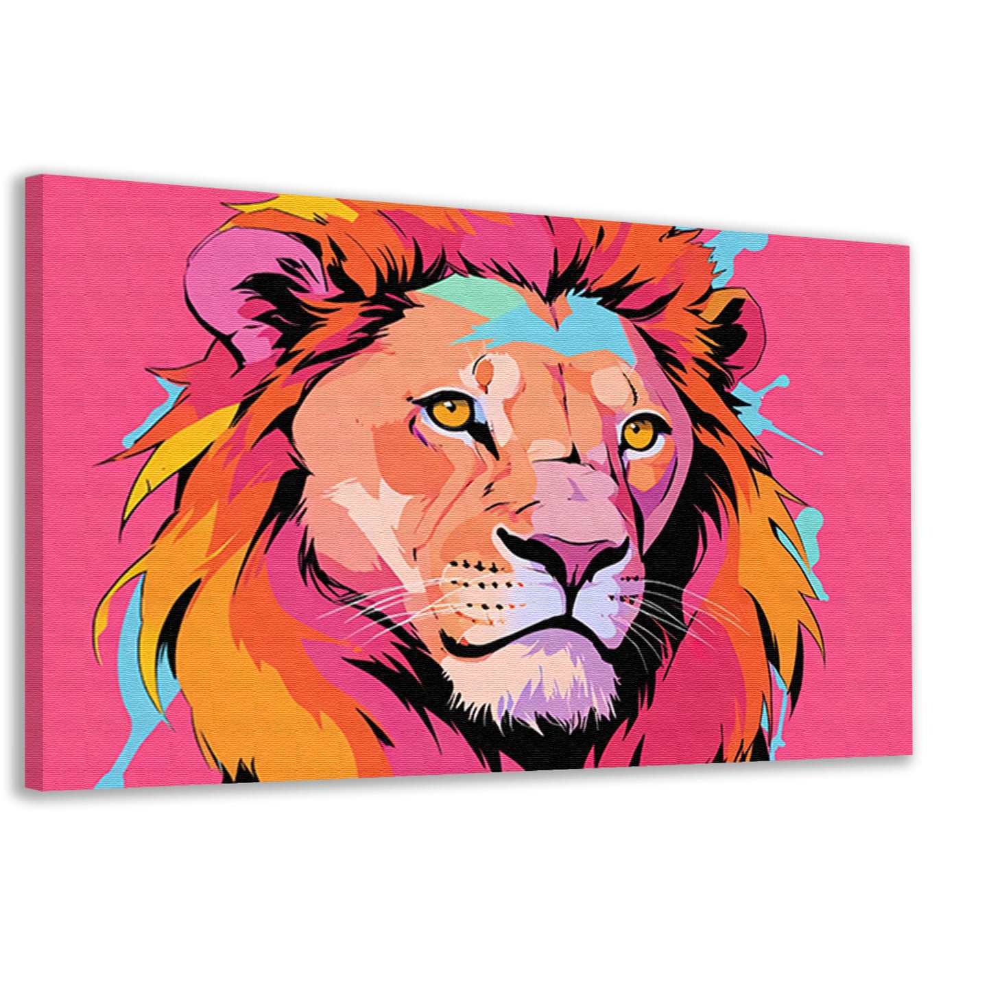 Kleurrijke Pop Art Leeuw op Roze Achtergrond canvas