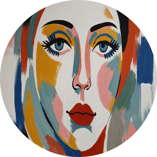 Abstracte Visie op Vrouwelijkheid in Kleur aluminium muurcirkel