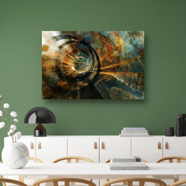 Abstracte geldstroom canvas met baklijst