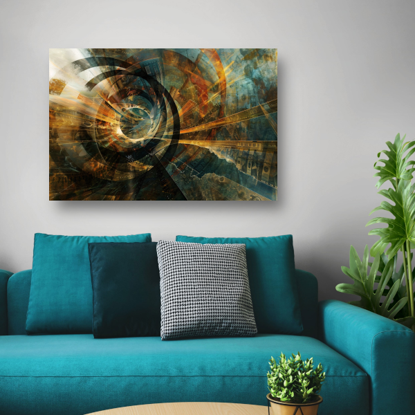 Abstracte geldstroom canvas met baklijst