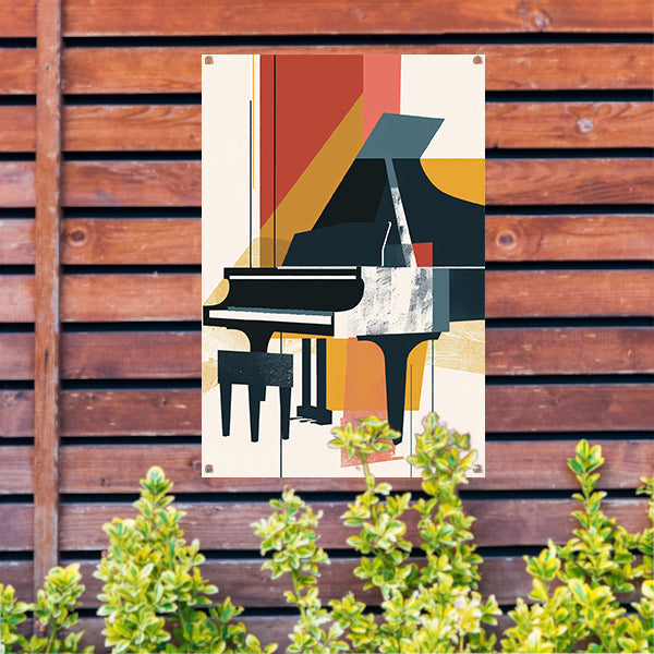 Abstract piano in primaire kleuren tuinposter