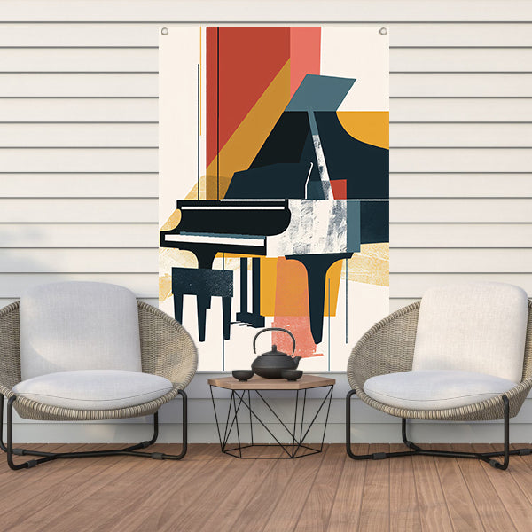 Abstract piano in primaire kleuren tuinposter