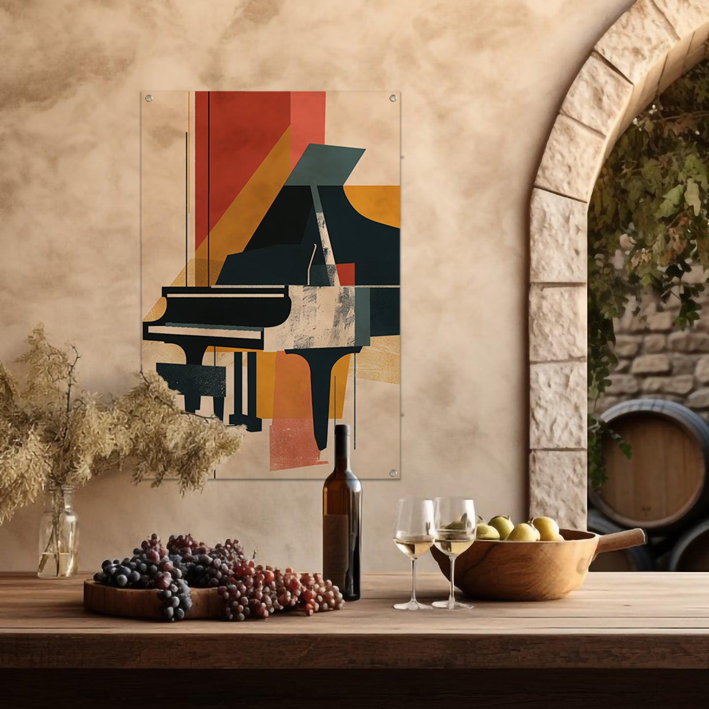 Abstract piano in primaire kleuren tuinposter