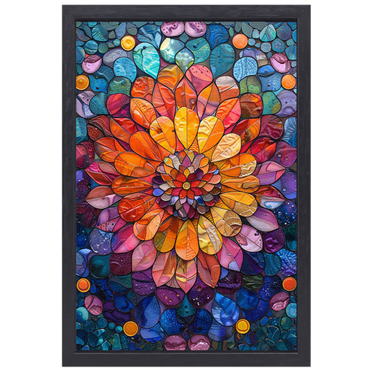 Abstract bloemenpracht in levendige kleuren canvas met baklijst