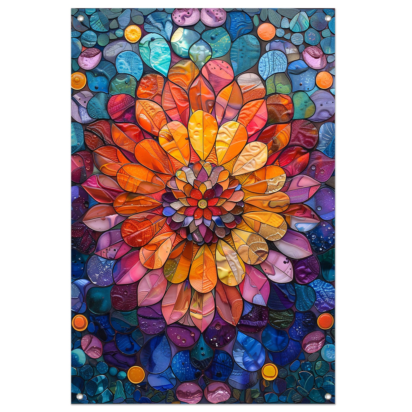 Abstract bloemenpracht in levendige kleuren tuinposter
