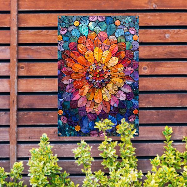 Abstract bloemenpracht in levendige kleuren tuinposter