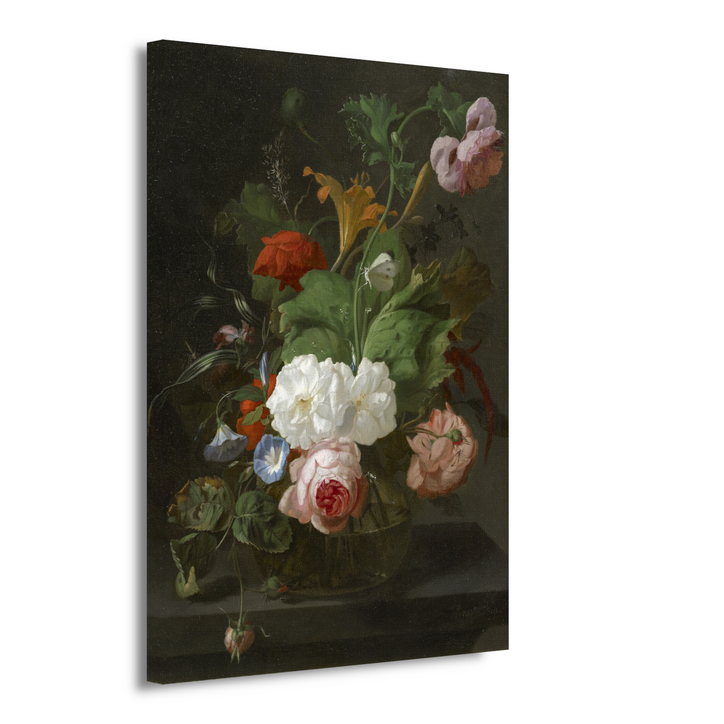 Bloemen in een glazen vaas - Rachel Ruysch canvas