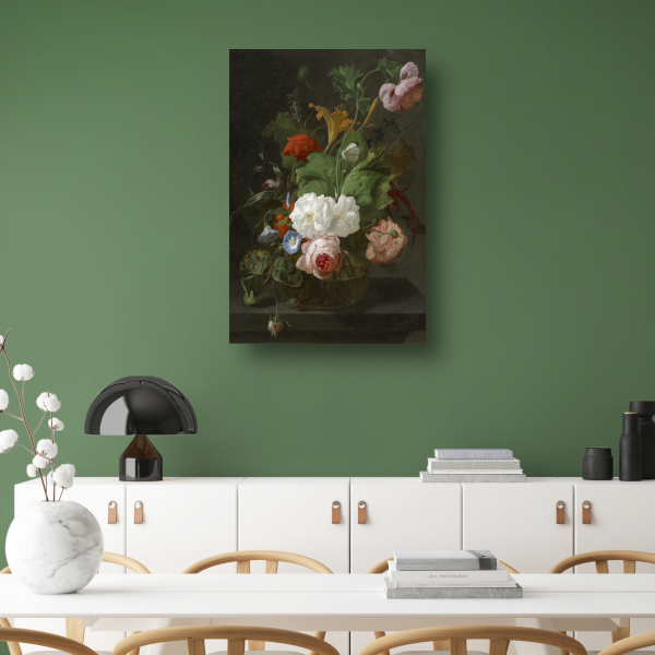 Bloemen in een glazen vaas - Rachel Ruysch canvas