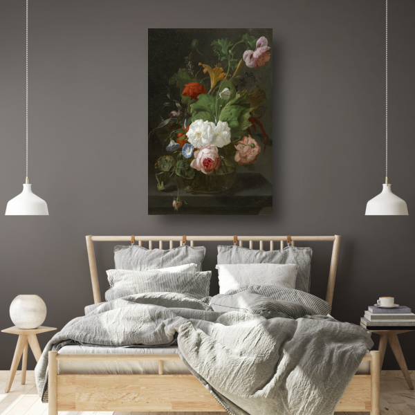 Bloemen in een glazen vaas - Rachel Ruysch canvas
