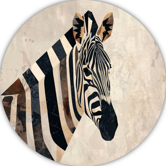 Zebra Kop Geometrische Vormen Monochroom Ontwerp aluminium muurcirkel