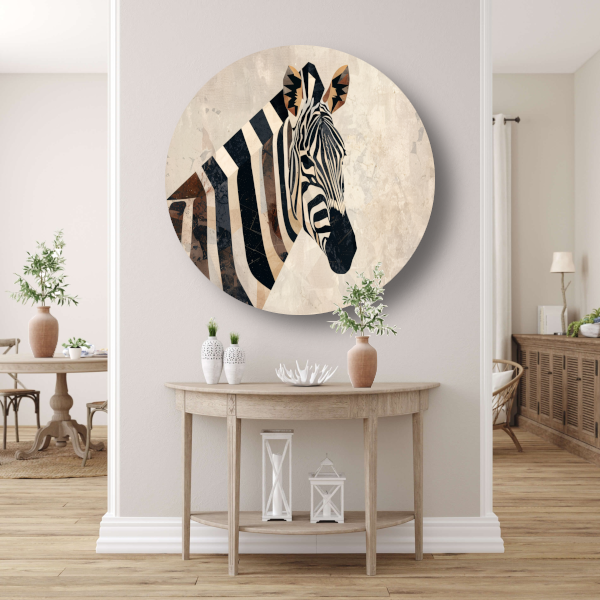 Zebra Kop Geometrische Vormen Monochroom Ontwerp aluminium muurcirkel