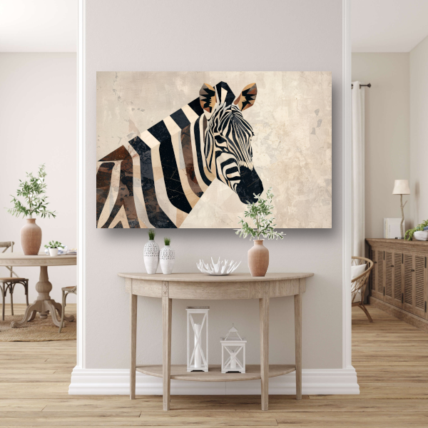 Zebra Kop Geometrische Vormen Monochroom Ontwerp canvas