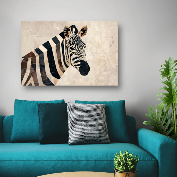 Zebra Kop Geometrische Vormen Monochroom Ontwerp canvas