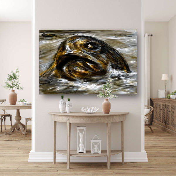 Expressieve vis in golvend water acrylglas