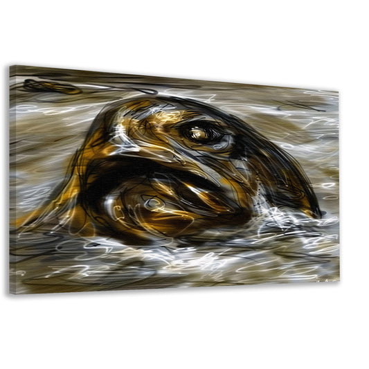 Expressieve vis in golvend water canvas