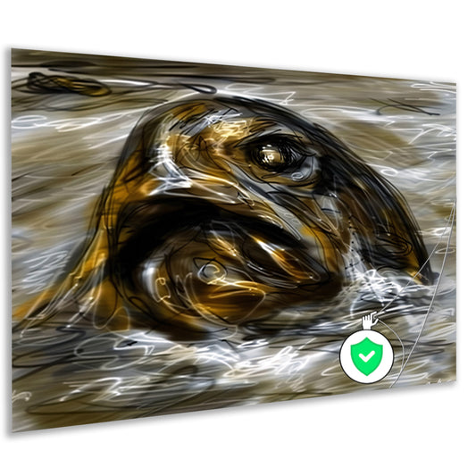 Expressieve vis in golvend water poster
